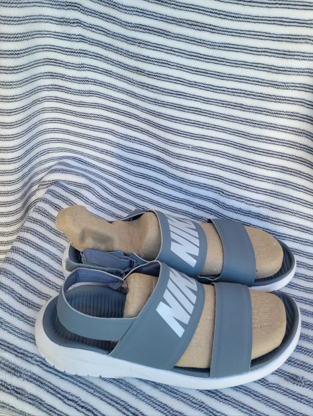 Nike Gray Double-Strap Slide Sandals